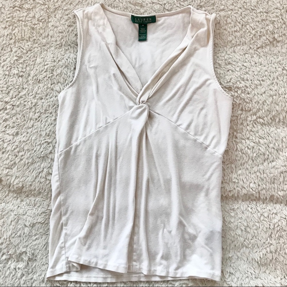 Lauren Ralph Lauren Cream Sleeveless Twist Top